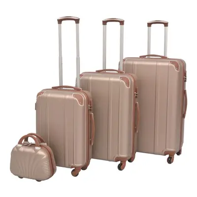 vidaXL Piece Hardcase Trolley Set Champagne Travel Suitcase Luggage Bag