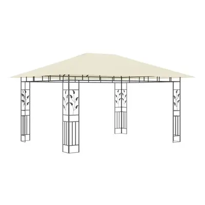 vidaXL Gazebo with Mosquito Net &LED String Lights 4x3x2.73 m Cream g/mÂ²