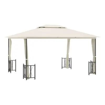 (cream, x m) vidaXL Gazebo with Sidewalls & Double Roof Tent Multi Colours 3x3 m/3x4 m