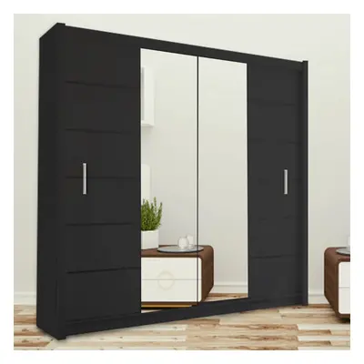 (Black, cm ) MN FURNITURE Wismar Sliding Double Door Wardrobe