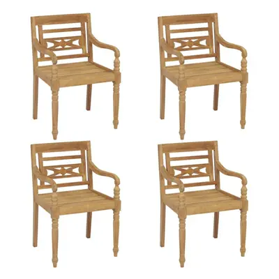 vidaXL 4x Solid Teak Wood Batavia Chairs Furniture Outdoor Dinner Seating