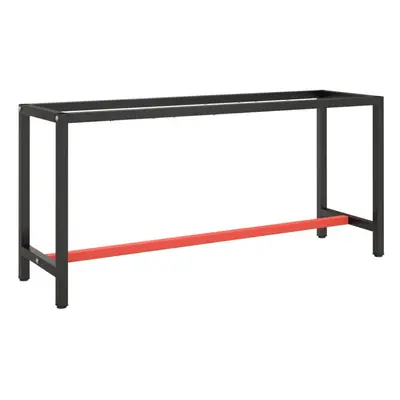 vidaXL Work Bench Frame Matte Black and Matte Red Metal Table Bracket Base