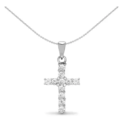 Jewelco London Ladies Solid 18ct White Gold Claw Set Round G SI1 0.5ct Diamond Eternity Cross Pe