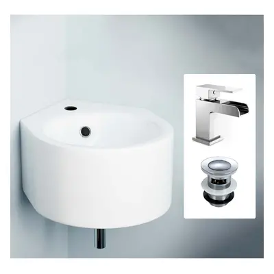 Palmer 310mm Wall Hung Basin with Waterfall Mono Tap & Waste