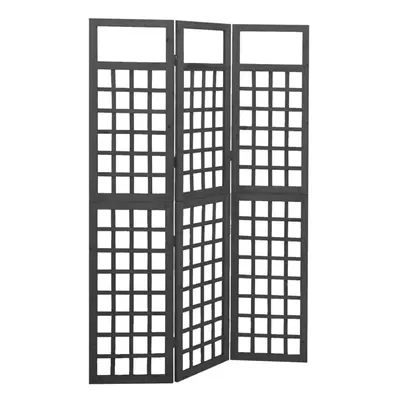 vidaXL Solid Fir Wood 3-Panel Room Divider/Trellis Black Patio Privacy Screen