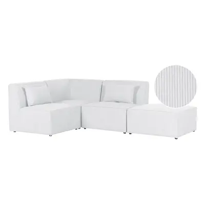 Right Hand Seater Modular Jumbo Cord Corner Sofa with Ottoman Off White LEMVIG