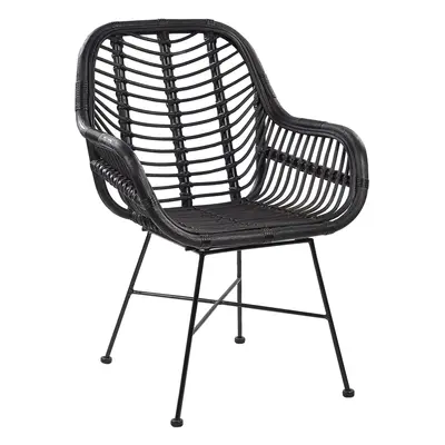 Dining Chair CANORA Rattan Black