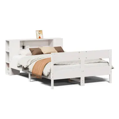 vidaXL Bookcase Bed without Mattress Bed Base White 140x200cm Solid Wood Pine