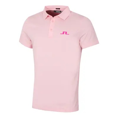 (M, Powder Pink) J.Lindeberg Mens Bridge Regular Fit Mesh Stretch Golf Polo Shirt