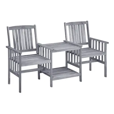 vidaXL Solid Acacia Wood Garden Chairs with Tea Table Dining Table and Chair