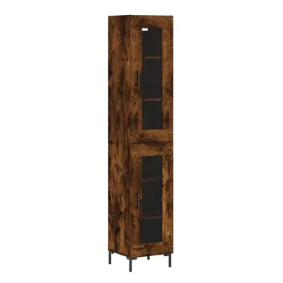 (smoked oak, glass door) vidaXL Highboard Sideboard Tall Storage Cabinet Side Cabinet Engineered