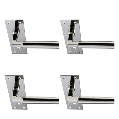 4x PAIR Round Bar Handle on Slim Lock Backplate x 50mm Polished Nickel