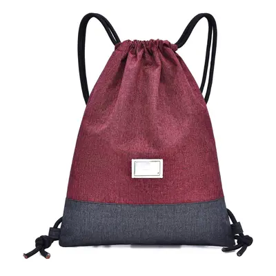 (Burgundy) Water-resistant Drawstring Backpack Bag