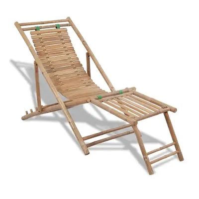 Bamboo Deck Chair with Footrest Furniture Patio Garden Beach Yard Outdoor