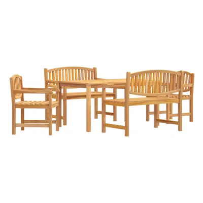 (2x chair + 2x bench + table, cm table length) vidaXL Garden Dining Set Outdoor Table and Chairs