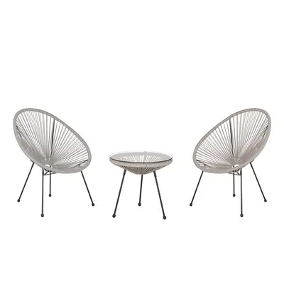 Bistro Set ACAPULCO II PE Rattan Light Grey