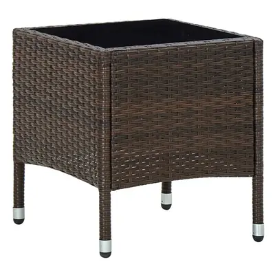 vidaXL Garden Table Brown 40x40x45 cm Poly Rattan Outdoor Furniture Side Table