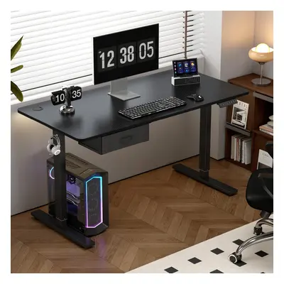 (BLACK, 140CM) Easton Height Adjustable Electric Desk USB Charger