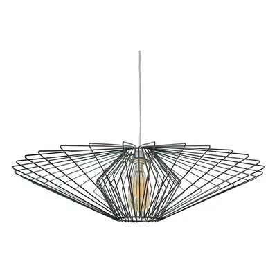 Extra Large Geometric Black Wire Cage Ceiling Pendant Shade + Bulb