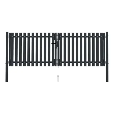 vidaXL Double Door Fence Gate Steel 306x150cm Anthracite Garden Barrier Border