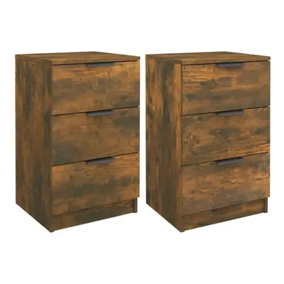 (smoked oak, 2) vidaXL Bedside Cabinets Night Stand End Table Side Table Bed Drawer Cabinet