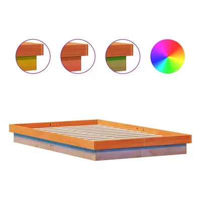 (120 x cm) vidaXL LED Bed Frame Mattress Foundation Bedstead Platform Bed Base Solid Wood