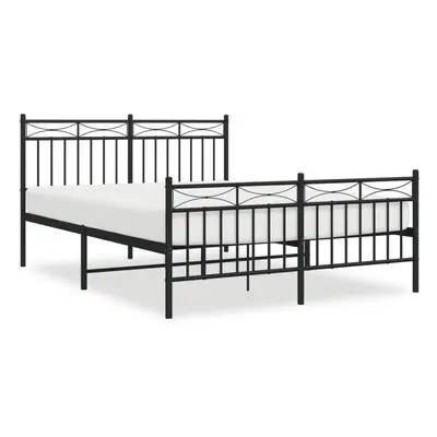 (black, 140x200 cm/with headboard & footboard) vidaXL Metal Bed Frame Home Bedroom Bed Base Matt