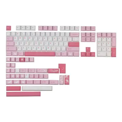 141 Keys Pink Cat Keycap Set Cherry Profile PBT Sublimation Japanese Custom Keycaps for Mechanic