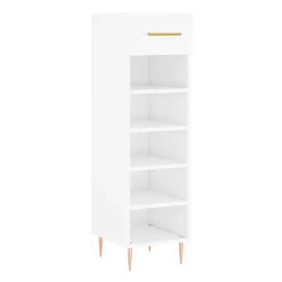 (high gloss white) vidaXL Shoe Cabinet Shoe Storage Cupboard Shoe Rack Smoked Oak Engineered Woo