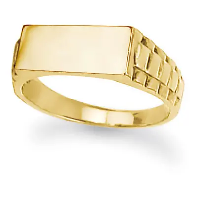 (V) Jewelco London Unisex Solid 9ct Gold Engravable Presidential Initial Blank Plate Signet Ring