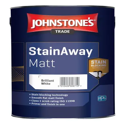 Johnstones StainAway Matt Emulsion Paint 2.5l Brilliant White