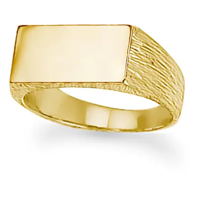 (W) Jewelco London Unisex Solid 9ct Gold Engravable Barked Initial Blank Plate Signet Ring - JIR