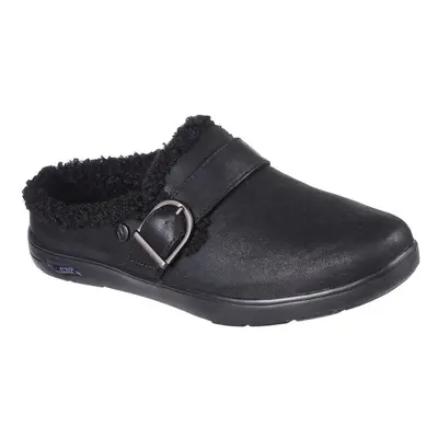 (UK 3, BLACK) Skechers GOlounge: Arch Fit Lounge - Laid Back Slippers