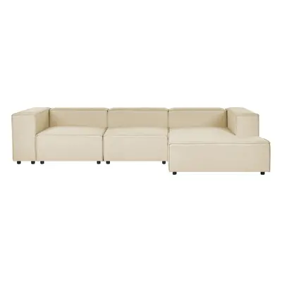 Left Hand Seater Modular Linen Corner Sofa Beige APRICA