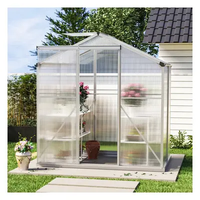 (4ft x 6ft - with Base) Outdoor Aluminium Greenhouse Glazing Garden Shade Plant Grow Shed House