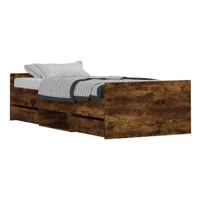 (smoked oak, x cm) vidaXL Bed Frame with Headboard and Footboard Mattress Foundation Concrete