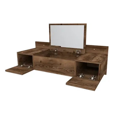 (Light Walnut) Bertus Wall Mounted Makeup Vanity Table