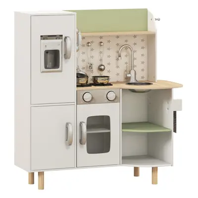 AIYAPLAY Toy Kitchen Playset w/ Phone, Ice Maker, Stove, Sink - White