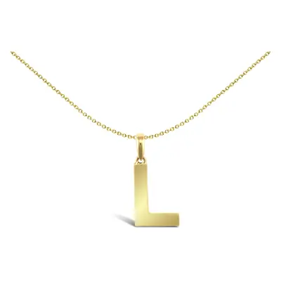 Jewelco London Solid 9ct Yellow Gold Polished Block Identity Initial Charm Pendant Letter - JIN0