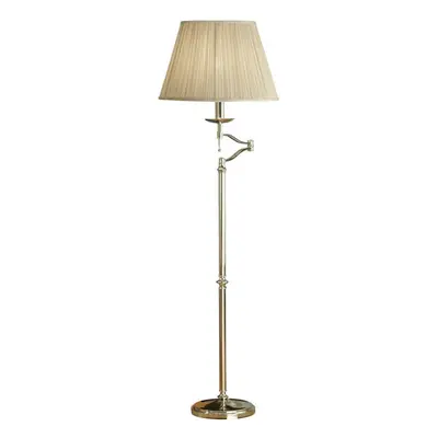 Luxury Moving Swing Arm Feature Floor Lamp Polished Nickel & Beige Organza Shade