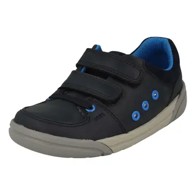 (UK Child, Navy (Blue)) Boys Clarks Casual Shoes Tolby Buzz - F Fit