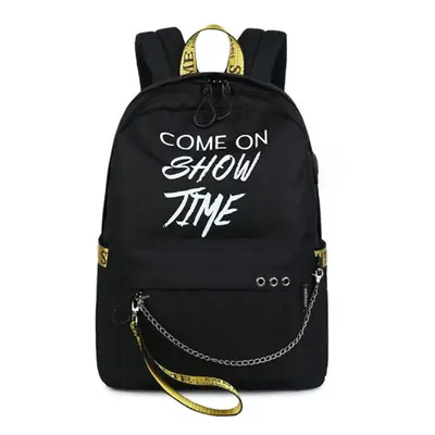 (Black Yellow) 15.6 Inch Anti-Theft Laptop USB Backpack Luminous Outdoor Travel School Bag Men W