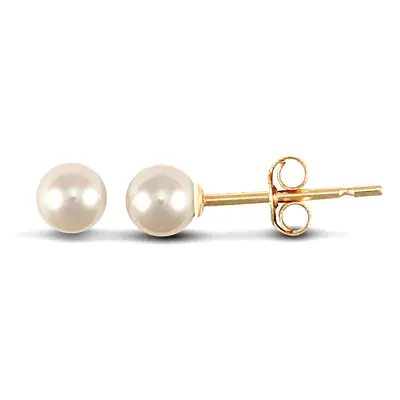 Jewelco London Ladies 9ct Yellow Gold Seawater Cultured Akoya Pearl Full Moon Stud Earrings 4-4.