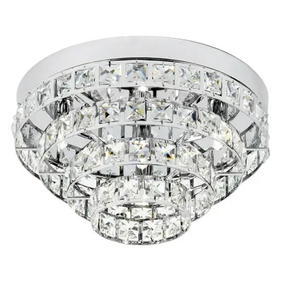 Semi Flush Ceiling Light Chrome & Crystal Bulb Round Feature Lamp Holder Kit