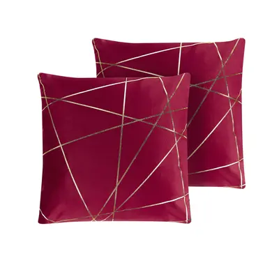 Set of Velvet Cushions Geometric Pattern x cm Red PINUS