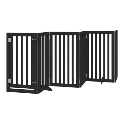 (black, x x cm/ pcs) vidaXL Dog Gate with Door Foldable Pet Gate Dog Fence Pet Barrier Poplar Wo