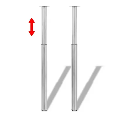 vidaXL 2x Telescopic Table Legs Brushed Nickel 710-1100mm Bar Worktop Desk