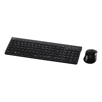 Hama Wireless Keyboard with Mouse Set Wireless (Quiet Computer Keyboard with Flat Keys, Number P