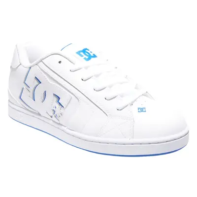 (UK 9.5, White/Blue) DC Shoes Mens Net Leather Low Rise Skateboarding Trainers Sneakers Shoes