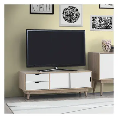 Alford TV Unit Door & Drawer White and Oak